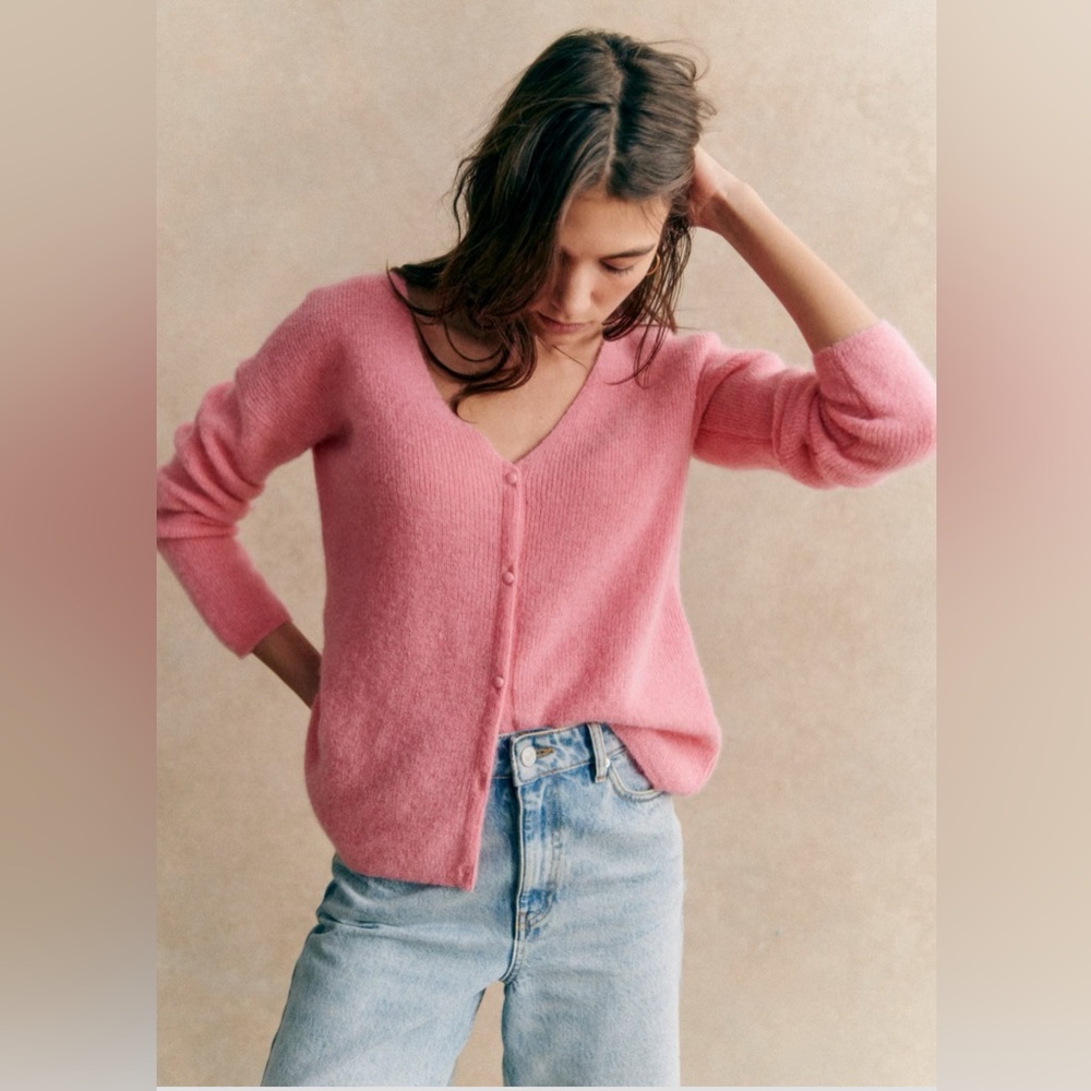 NWT Sezane Barry pop pink cardigan xxs